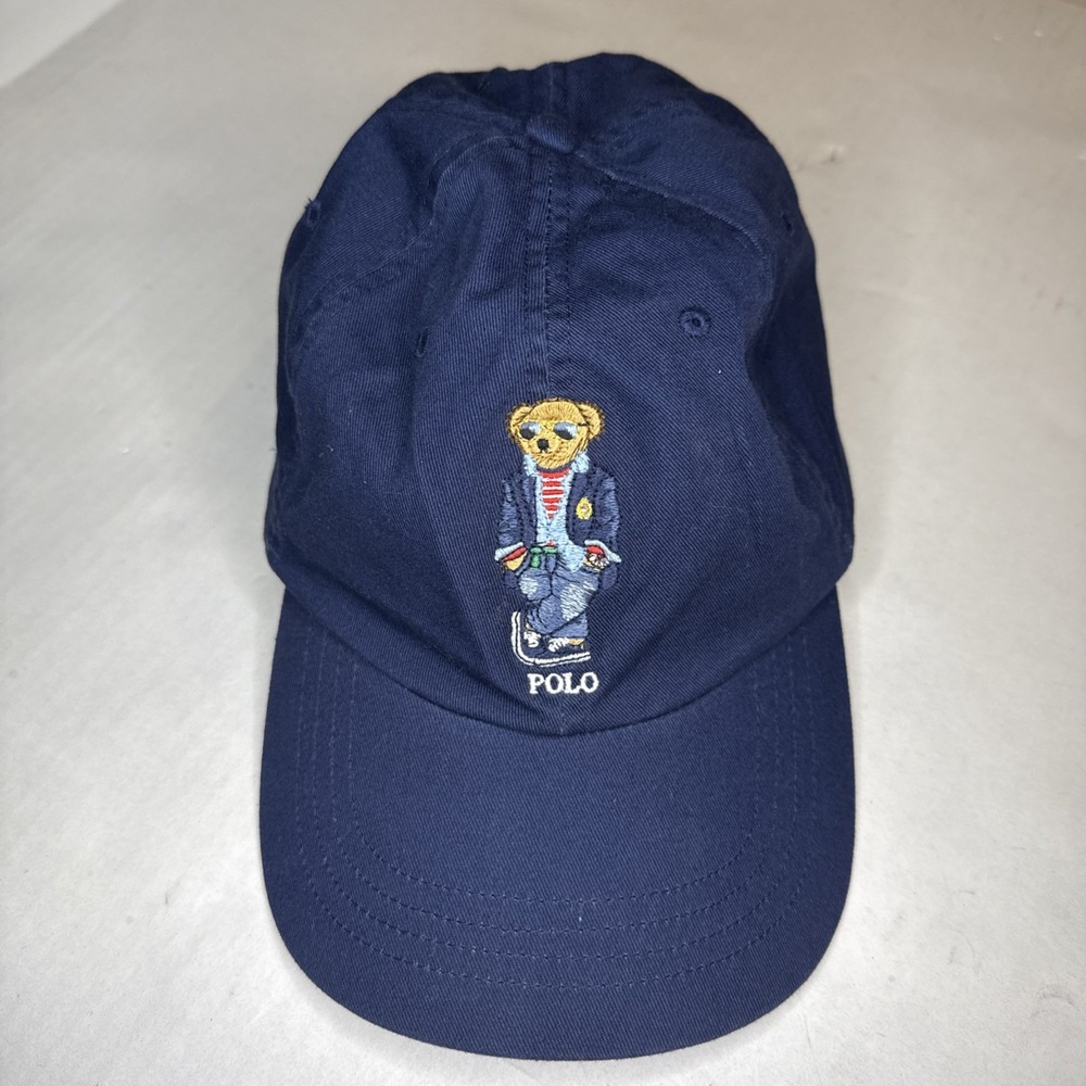 Polo Ralph Lauren Twill Polo Blazer Bear Baseball Hat Leather Strap CLS SPRT CAP